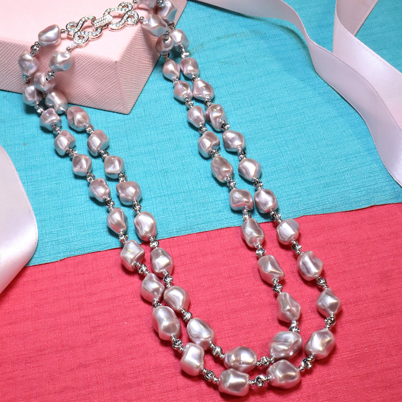 Dual-Strand White Baroque Pearl Necklace - SIA453780 _D