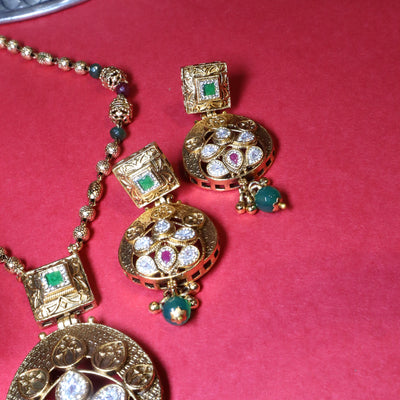 Emerald & Ruby Antique Necklace Set - SIA454083