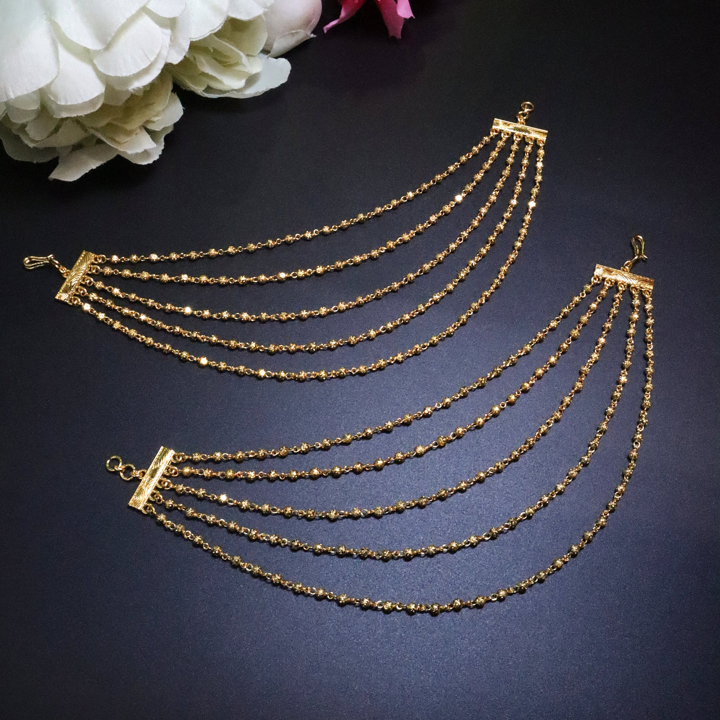 Gold-Toned 5-Layered Ball Chain Ear Chains - SIA454184