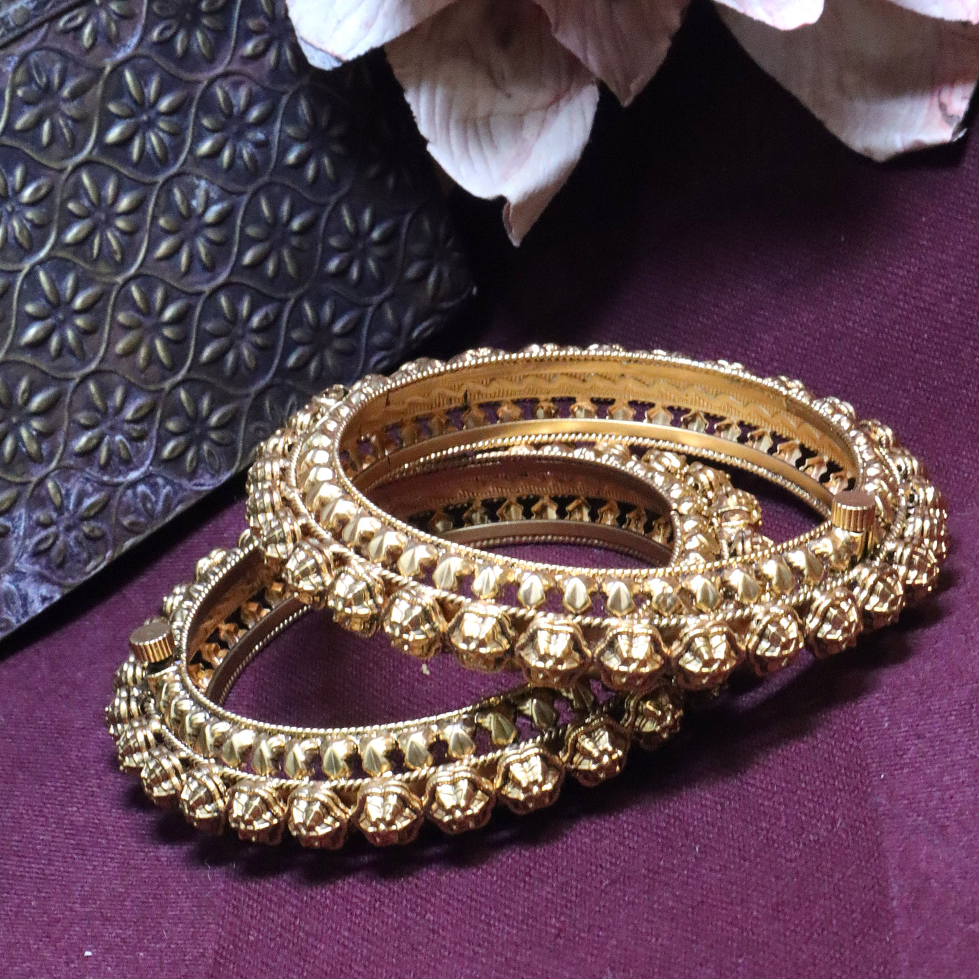 Classic Gold-Tone Ghungroo Bangles - SIA454262