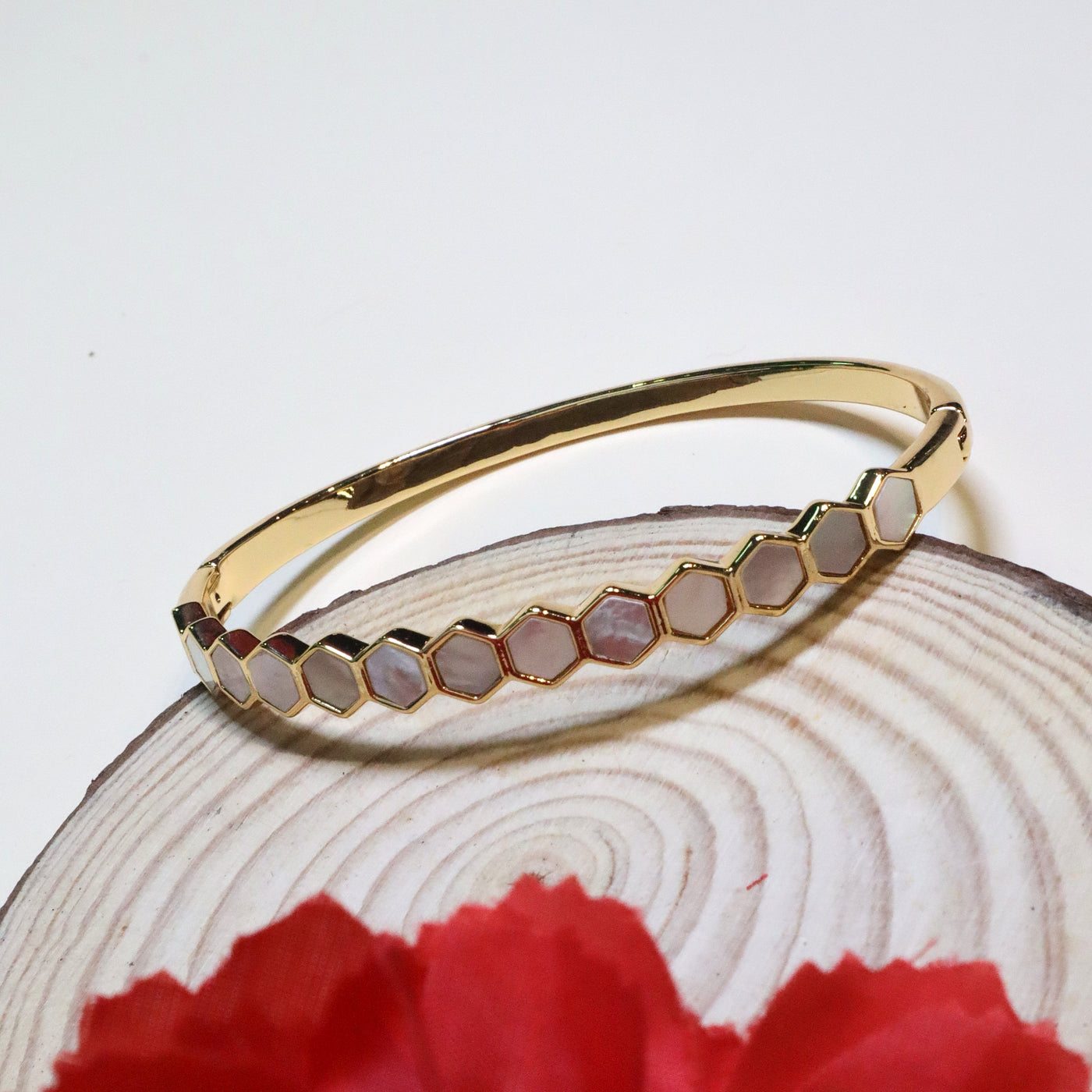 Honeycomb Mother of Pearl Gold Bracelet - SIA454866