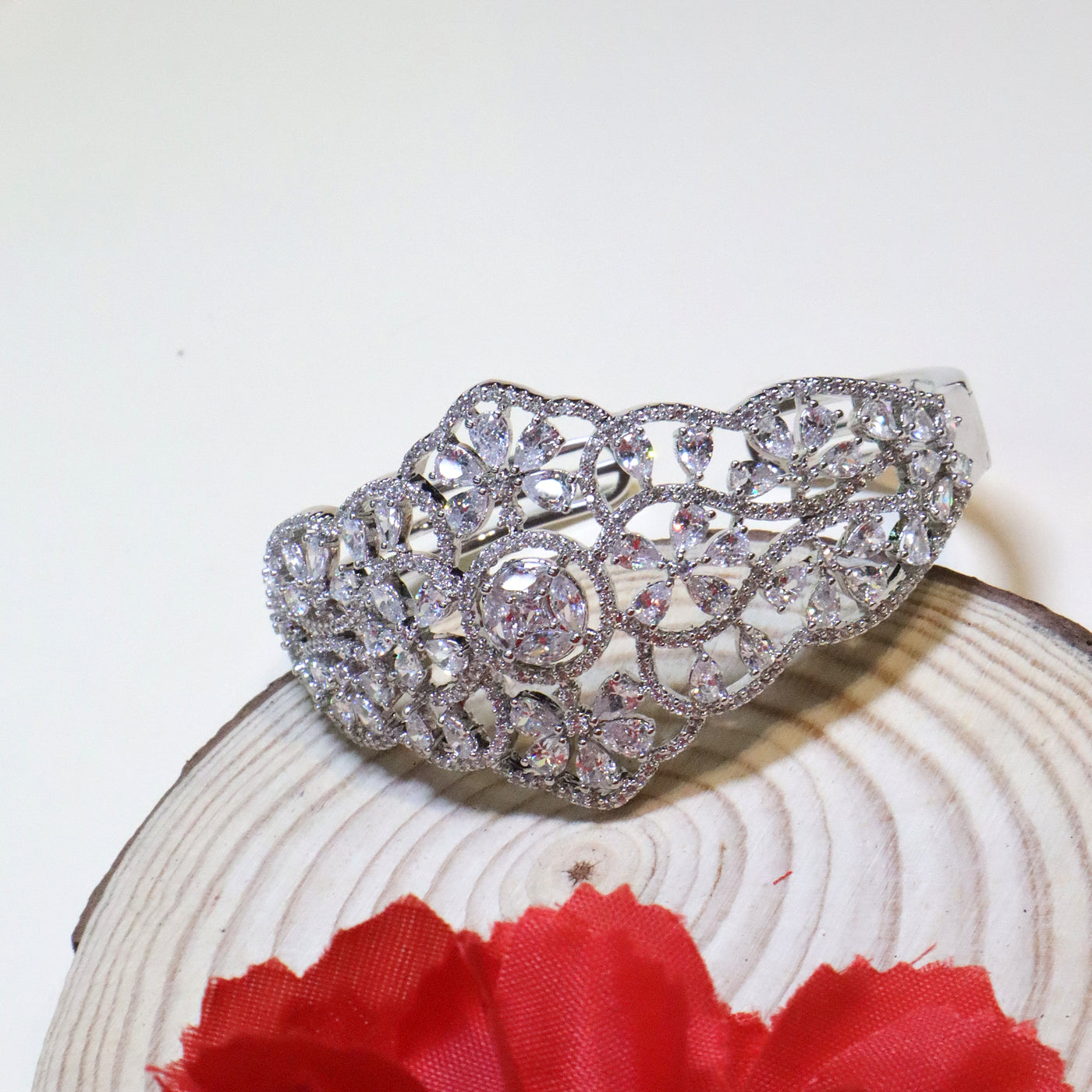 Statement Marquise Cluster Silver Bracelet - SIA455108