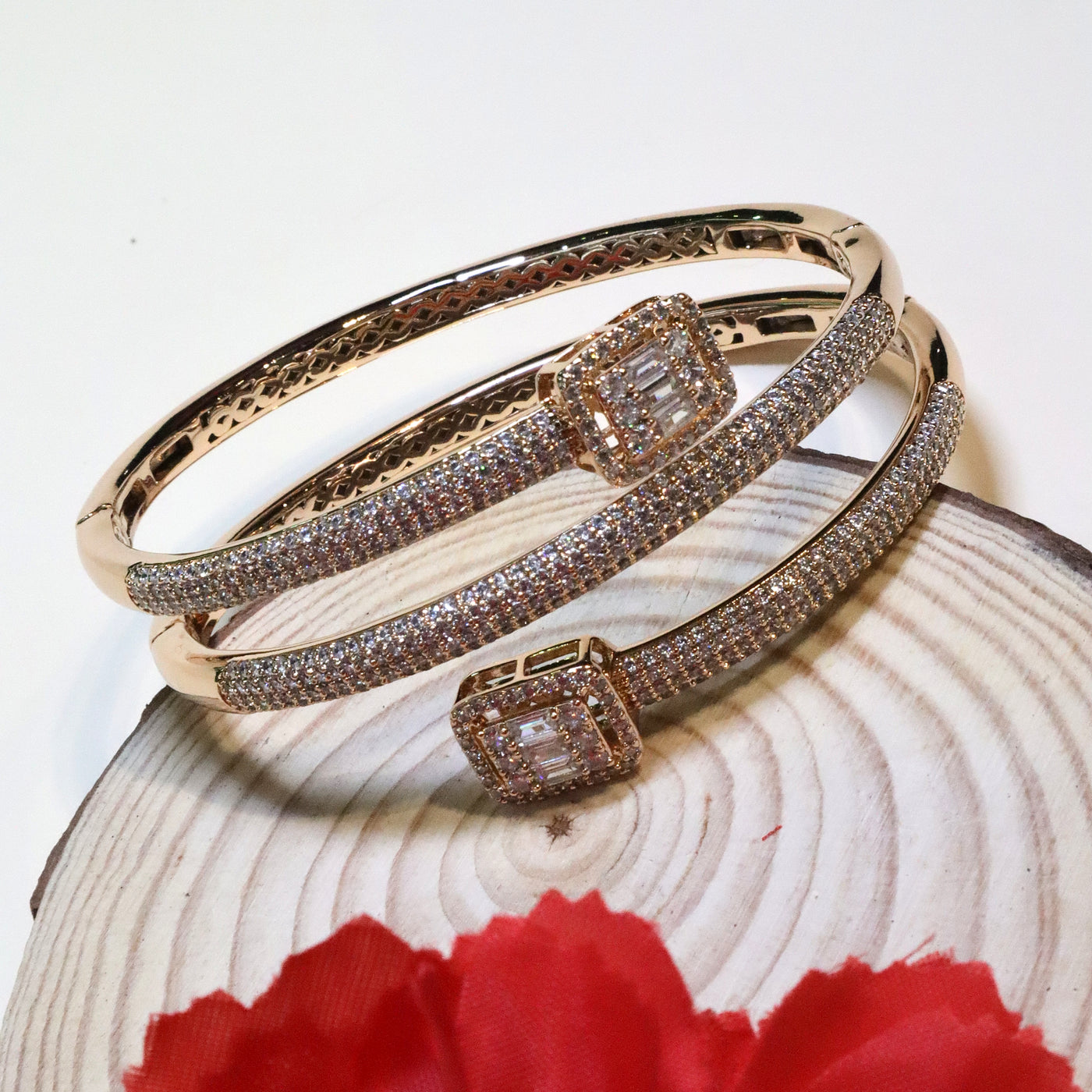 Statement Double Row Gold Crystal Cuff Bracelet - SIA455119