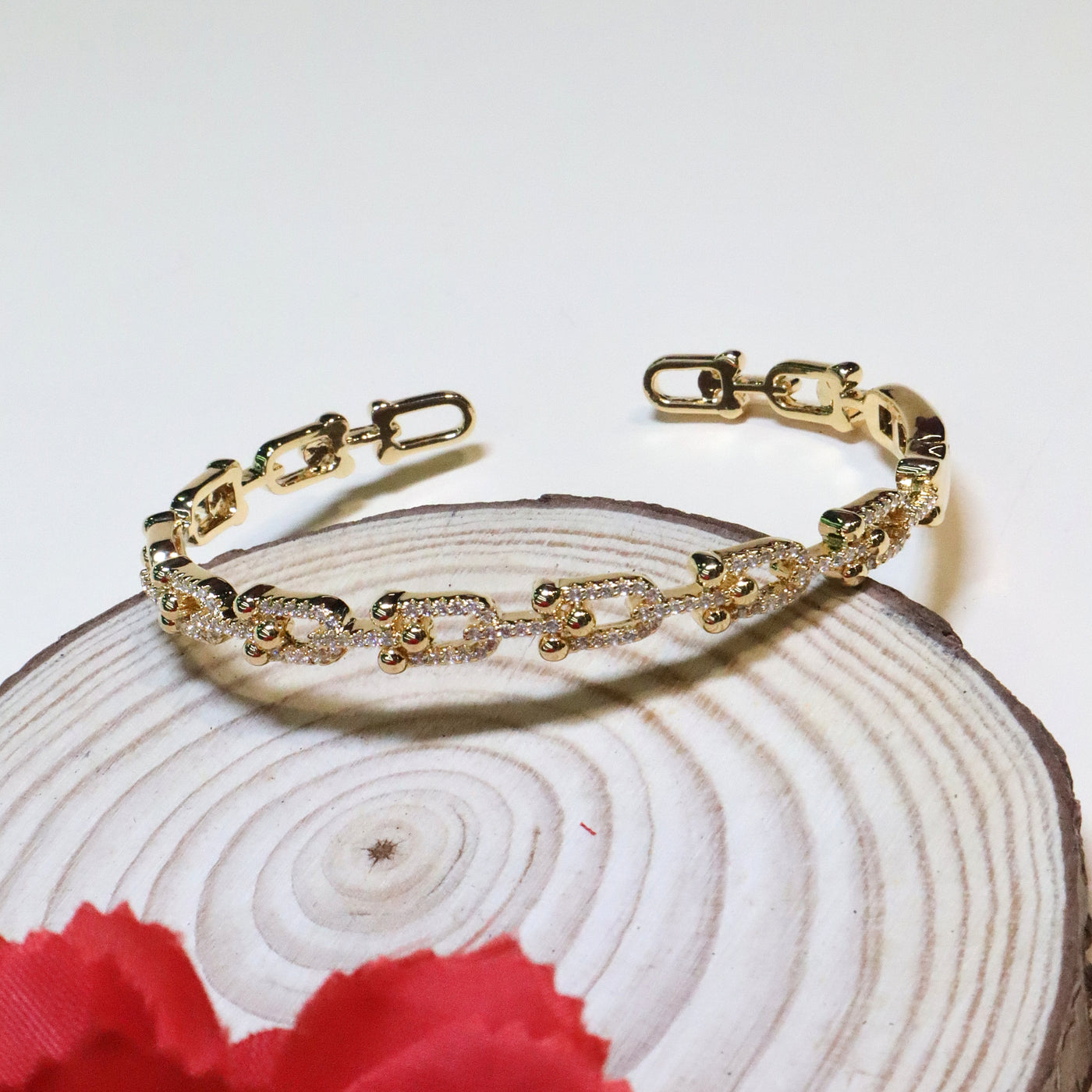 Gold-Tone Link Open Cuff Bracelet - SIA455125