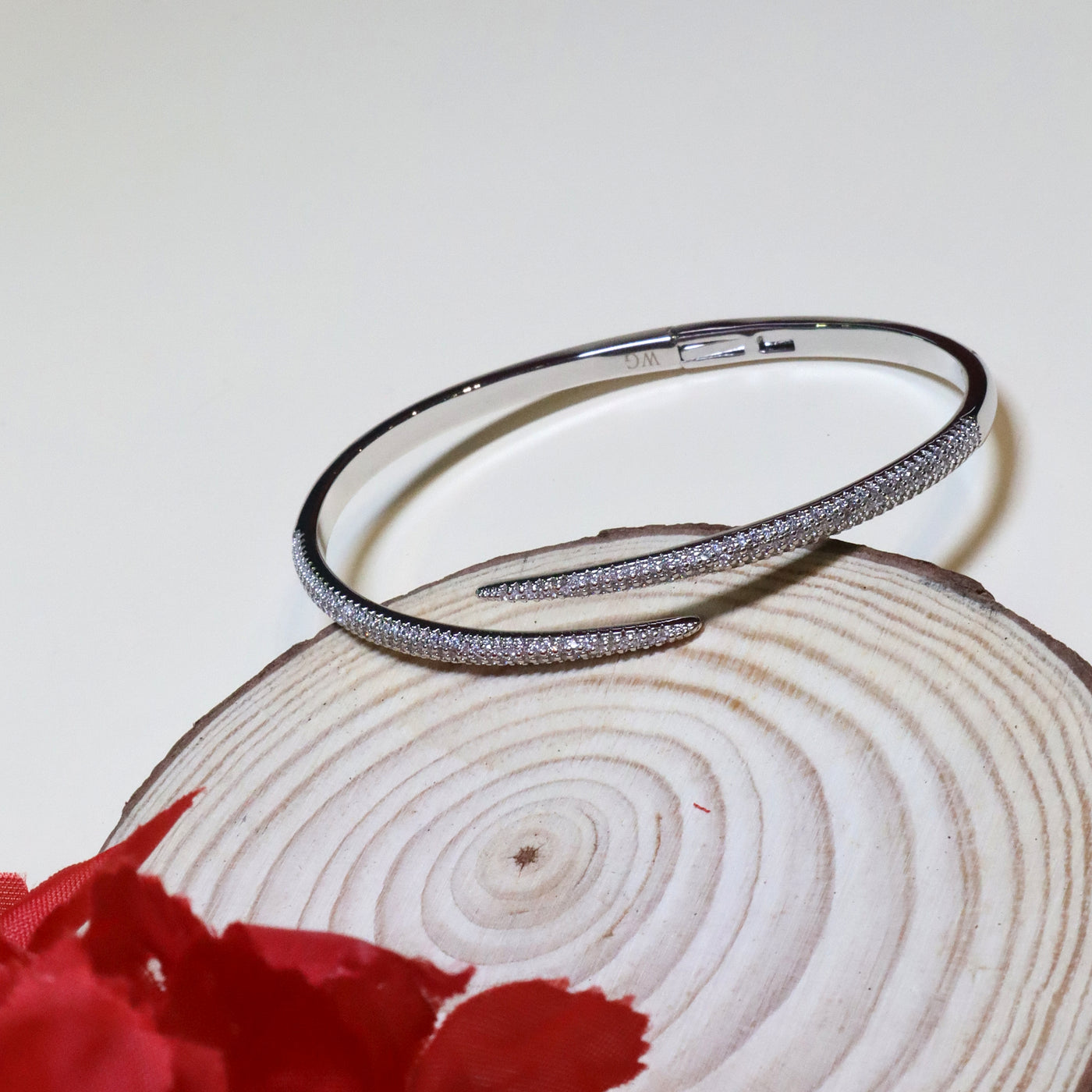 Silver tone Double - Row CZ Wrap Bracelet - SIA455131