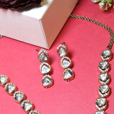 Classic Polki Stone Statement Necklace Set - SIA455631