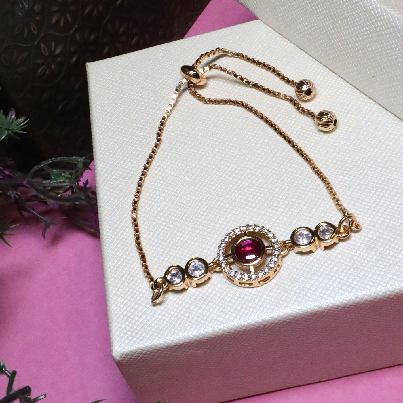 Ruby Halo Crystal Bracelet -SIA455938