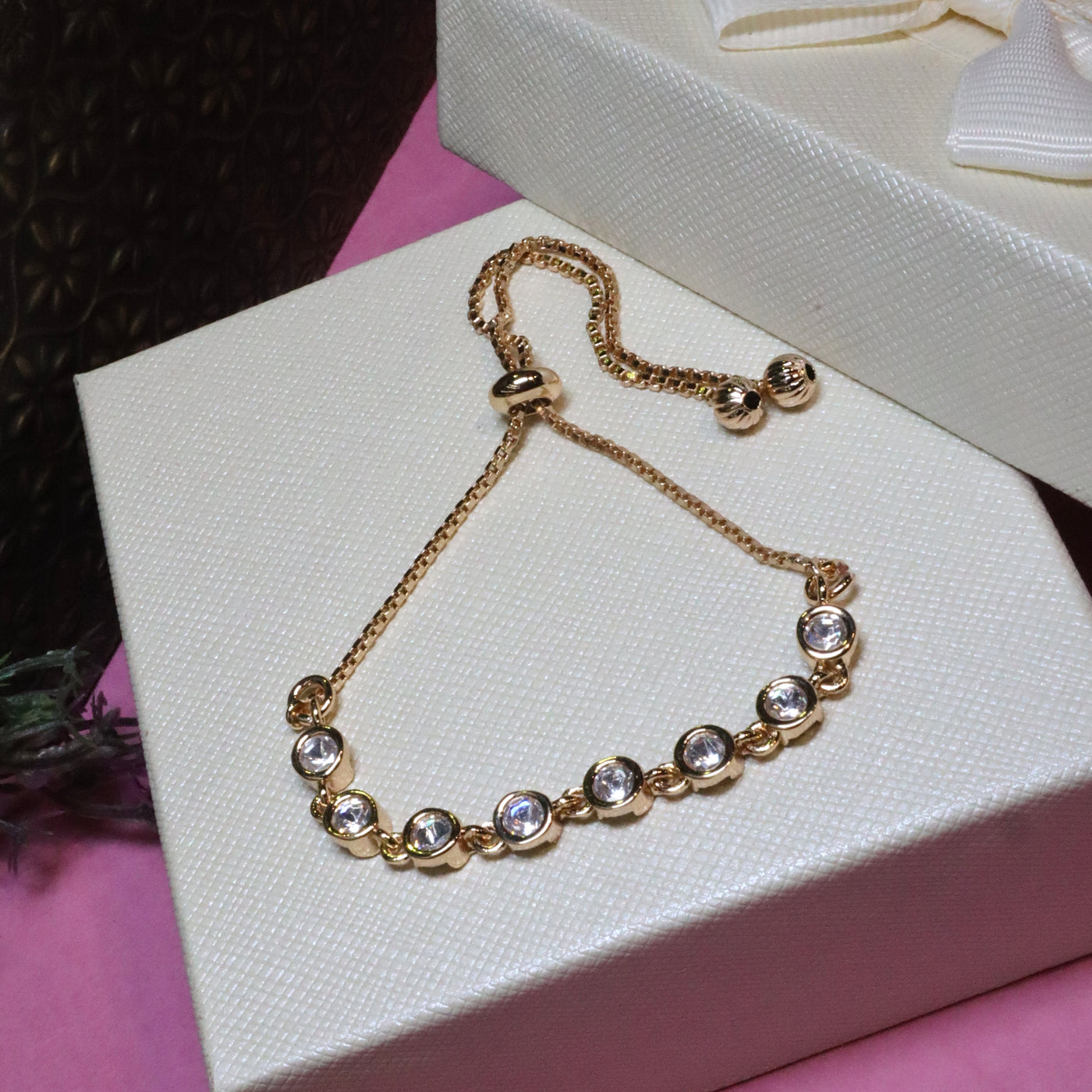 Round Clear Crystal Slider Bracelet - SIA455946