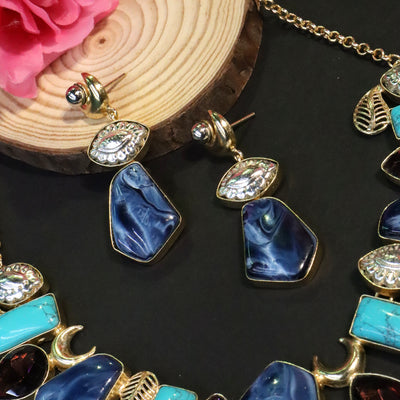 Contemporary Abstract Gold-Tone and Silver-Tone Bar Necklace Set - SIA456534