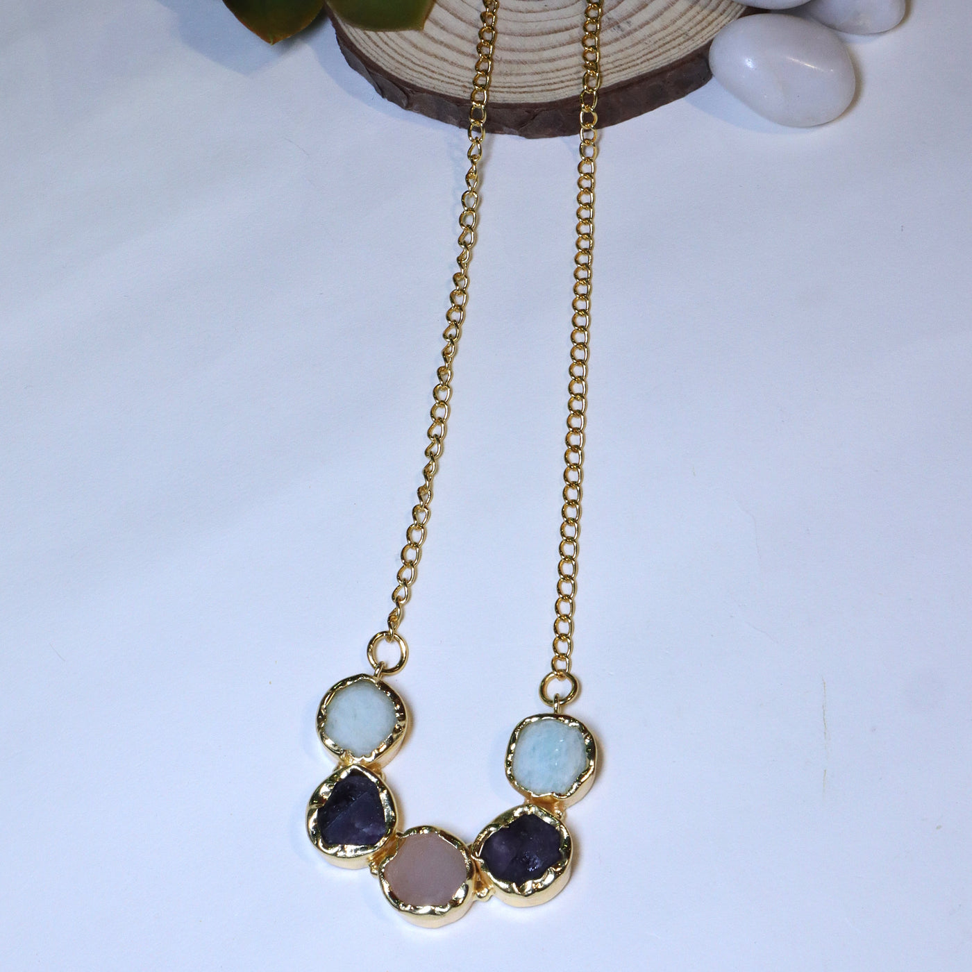 Gold Statement Necklace with Cross-Design Filigree and Seed Pearl Clusters - SIA456551