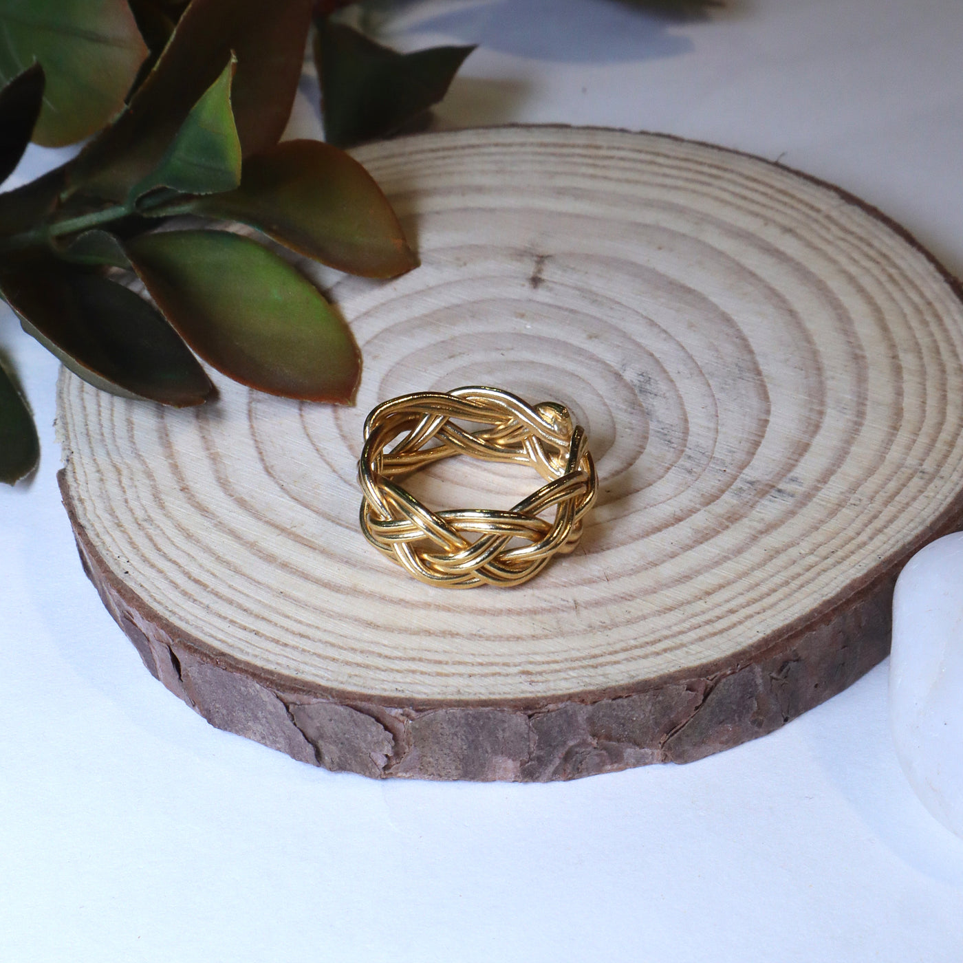 Gold-Toned Braided Multi-Strand Knot Ring. - SIA456573