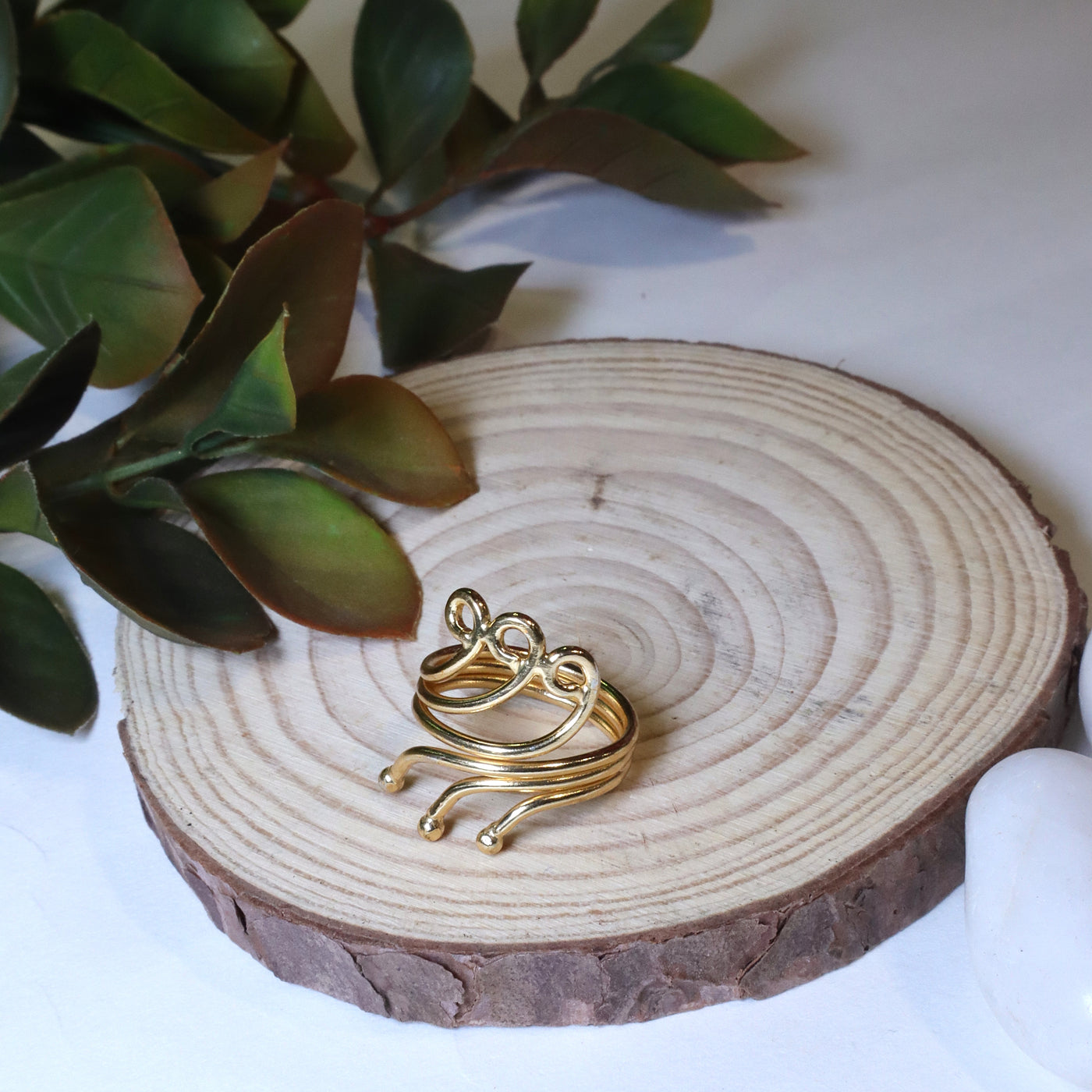 Gold-Toned Adjustable Wrap-Around Frog Ring. - SIA456579