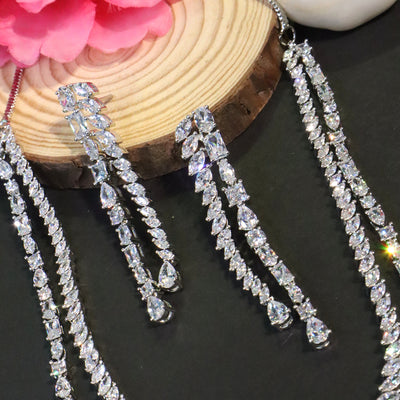 Silver Double-Layer Multi-Cut CZ Set - SIA456632