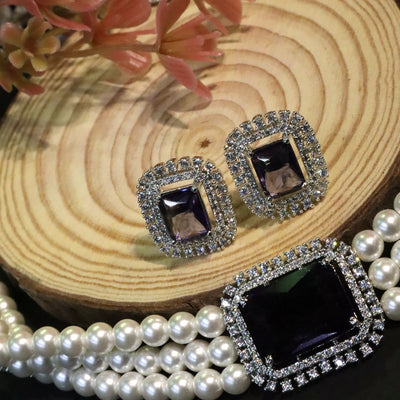 Sparkling White Cubic Zirconia and Pearl Long Necklace Set. - SIA456681