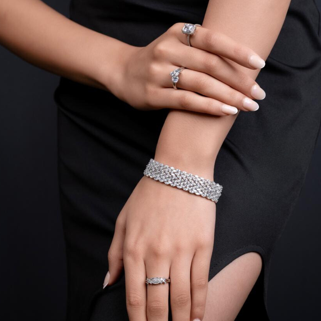 stunning Silver diamond bracelet- SIA430284