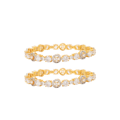 Gold Plated Zircon Studded Openable Bangles, Set of 2 - VB010