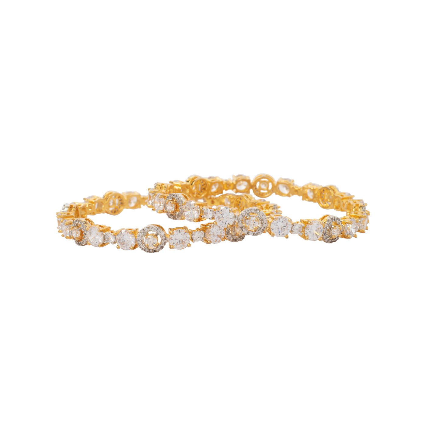 Gold Plated Zircon Studded Openable Bangles, Set of 2 - VB010