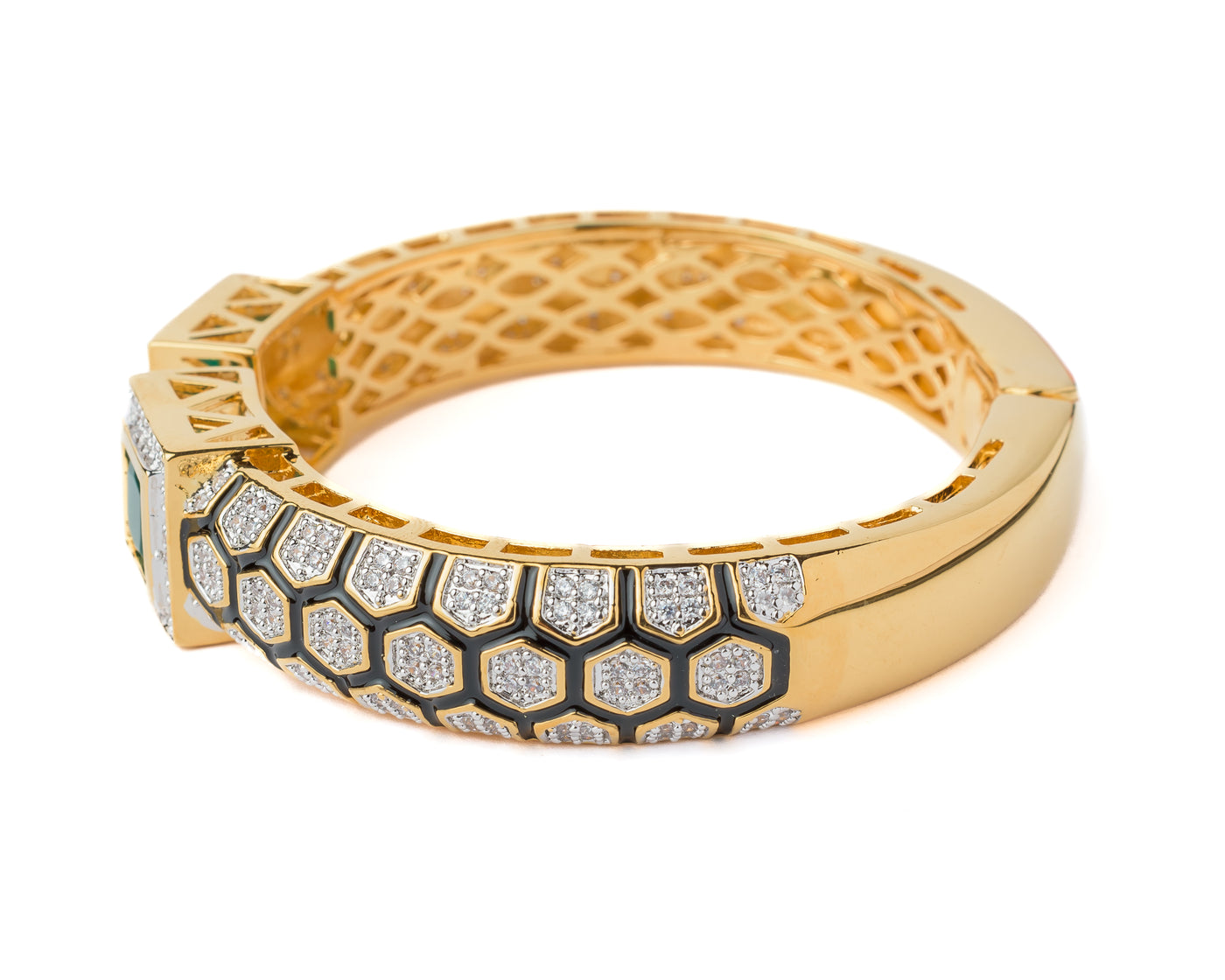Vivinia By Vidhi Mehra Florence Gold Plated Green Womens Kada - VB025