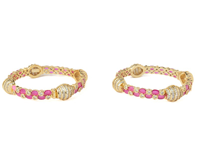 Vivinia By Vidhi Mehra Gold Plated Pink Womens Synthetic Stone Pair of bangles - VB032