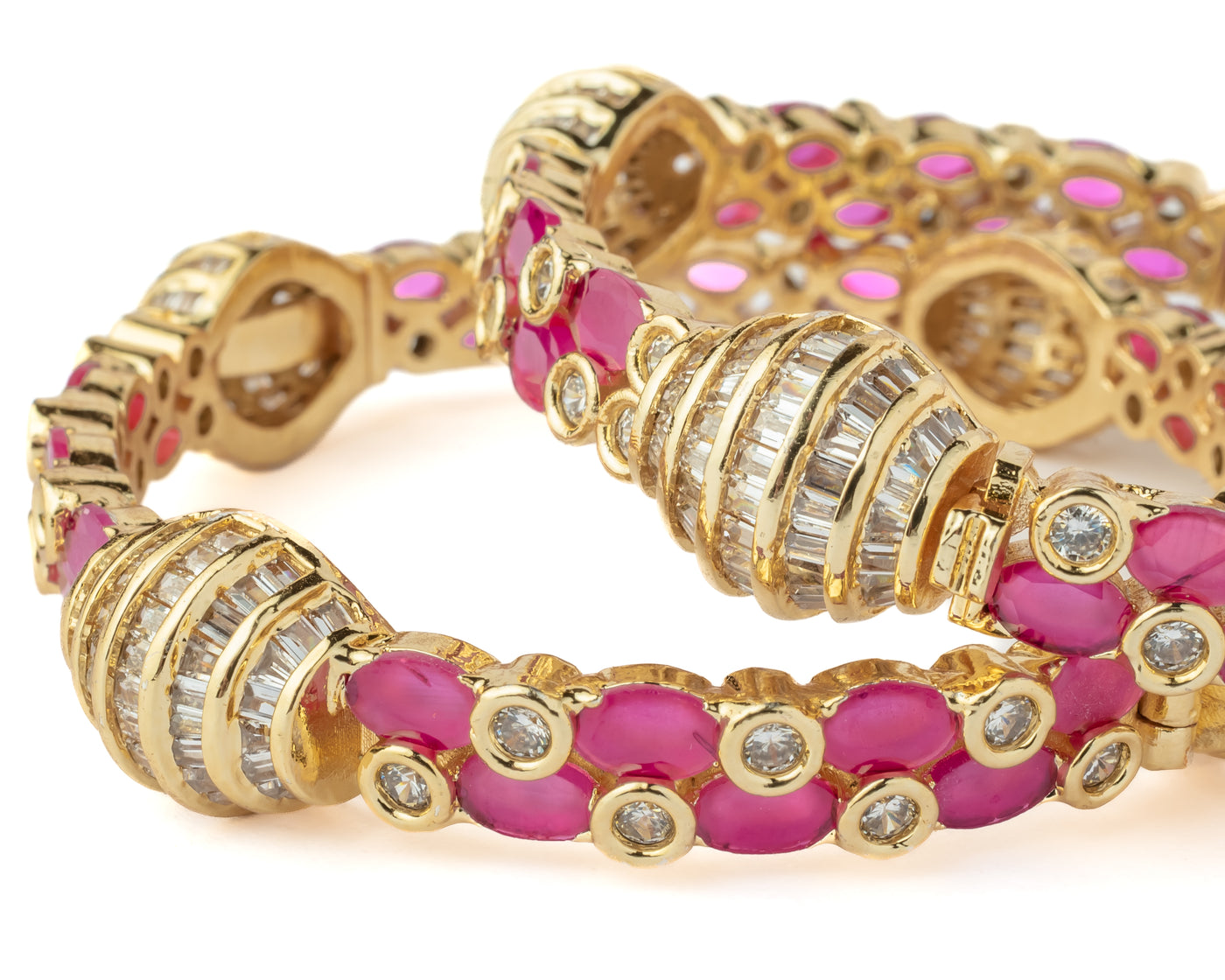 Vivinia By Vidhi Mehra Gold Plated Pink Womens Synthetic Stone Pair of bangles - VB032