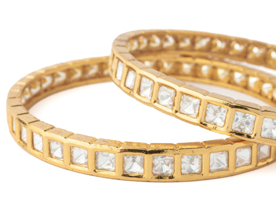 Vivinia By Vidhi Mehra Gold Plated Womens Kundan, Polki Pair of bangles - VB049