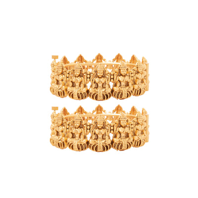 Gold Plated Screw Openable Temple Bangles, Set of 2 - VB333