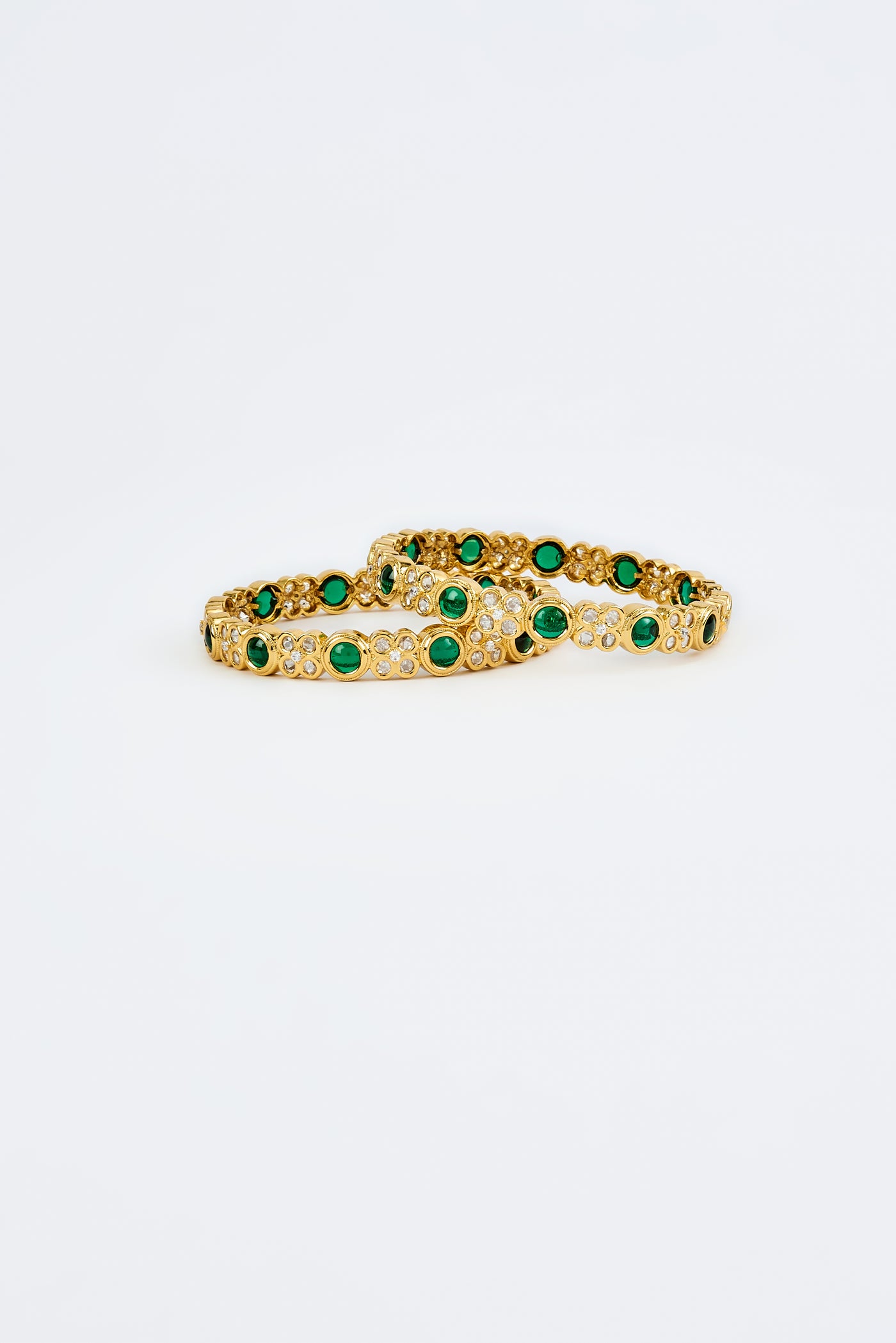 vivinia BY VIDHI MEHRA Saadgi Gold Plated Green Womens Kundan, Polki Pair of Bangles (2.4,2.6) - VB658