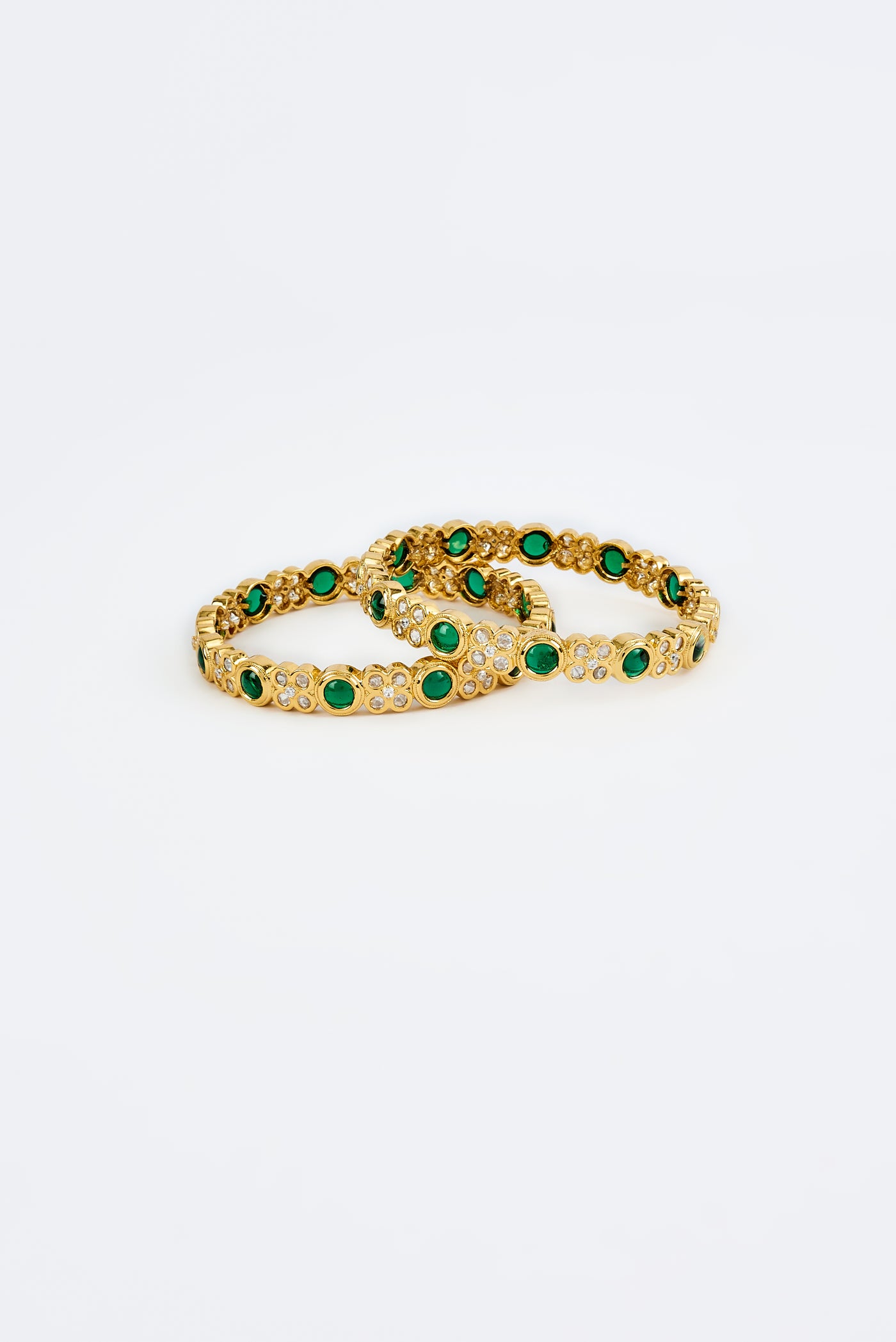 vivinia BY VIDHI MEHRA Saadgi Gold Plated Green Womens Kundan, Polki Pair of Bangles (2.4,2.6) - VB658