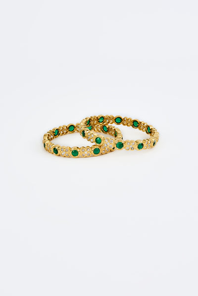 vivinia BY VIDHI MEHRA Saadgi Gold Plated Green Womens Kundan, Polki Pair of Bangles (2.4,2.6) - VB658