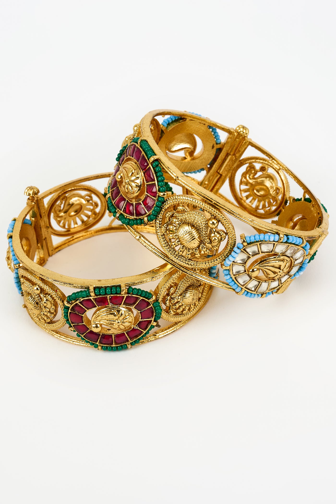 vivinia BY VIDHI MEHRA Antara Gold Plated Multi Kundan, Polki Womens Pair of bangles (2.4,2.6) - VB715