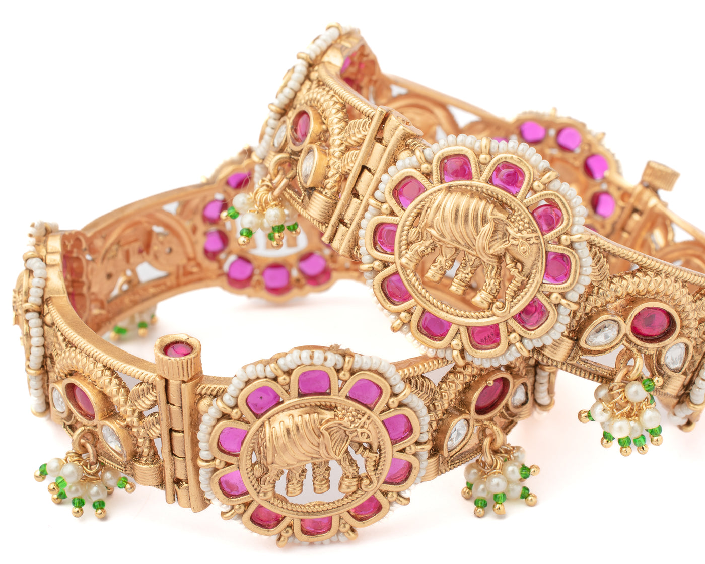 vivinia BY VIDHI MEHRA Ismarrah 2.0 Gold Plated Temple Bangles ( Set of 2 ) - VB733