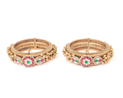 vivinia BY VIDHI MEHRA Ismarrah 2.0 Gold Plated Synthetic Stone Bangles ( Set of 2 ) - VB738