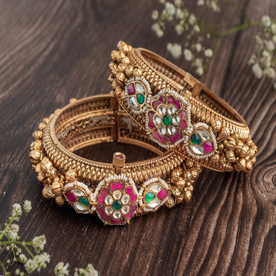 vivinia BY VIDHI MEHRA Ismarrah 2.0 Gold Plated Synthetic Stone Bangles ( Set of 2 ) - VB738