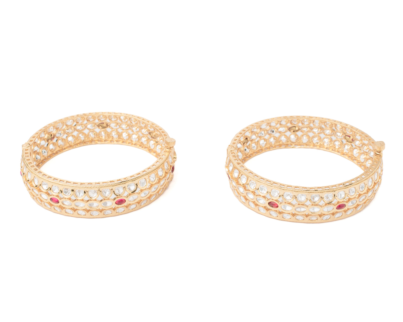 vivinia BY VIDHI MEHRA Ismarrah 2.0 Gold Plated Kundan/Polki Bangles ( Set of 2 ) - VB741