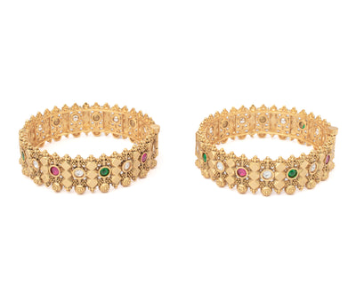 vivinia BY VIDHI MEHRA Ismarrah 2.0 Gold Plated Temple Bangles ( Set of 2 ) - VB742