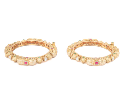 vivinia BY VIDHI MEHRA Ismarrah 2.0 Gold Plated Temple Bangles ( Set of 2 ) - VB743