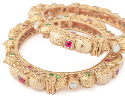 vivinia BY VIDHI MEHRA Ismarrah 2.0 Gold Plated Temple Bangles ( Set of 2 ) - VB743