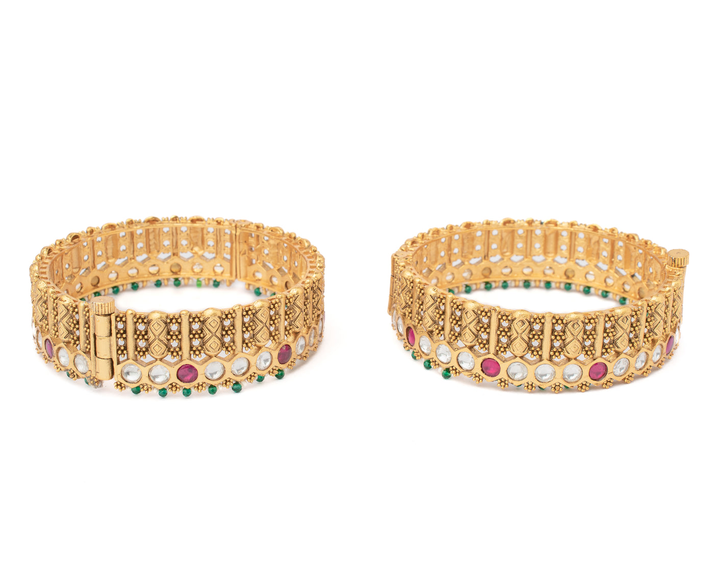 vivinia BY VIDHI MEHRA Ismarrah 2.0 Gold Plated Temple Bangles ( Set of 2 ) - VB744