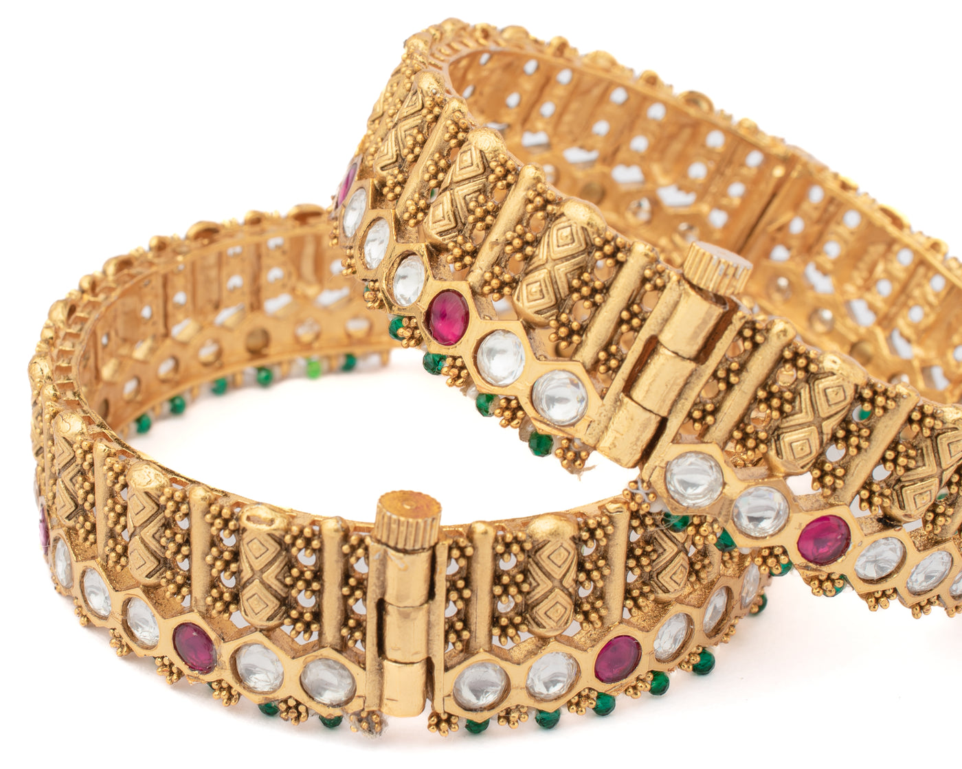 vivinia BY VIDHI MEHRA Ismarrah 2.0 Gold Plated Temple Bangles ( Set of 2 ) - VB744