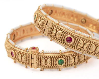 vivinia BY VIDHI MEHRA Ismarrah 2.0 Gold Plated Beads/Synthetic Stone Bangles ( Set of 2 ) - VB745