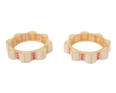 vivinia BY VIDHI MEHRA Ismarrah 2.0 Gold Plated Beads/Synthetic Stone Bangles ( Set of 2 ) - VB749