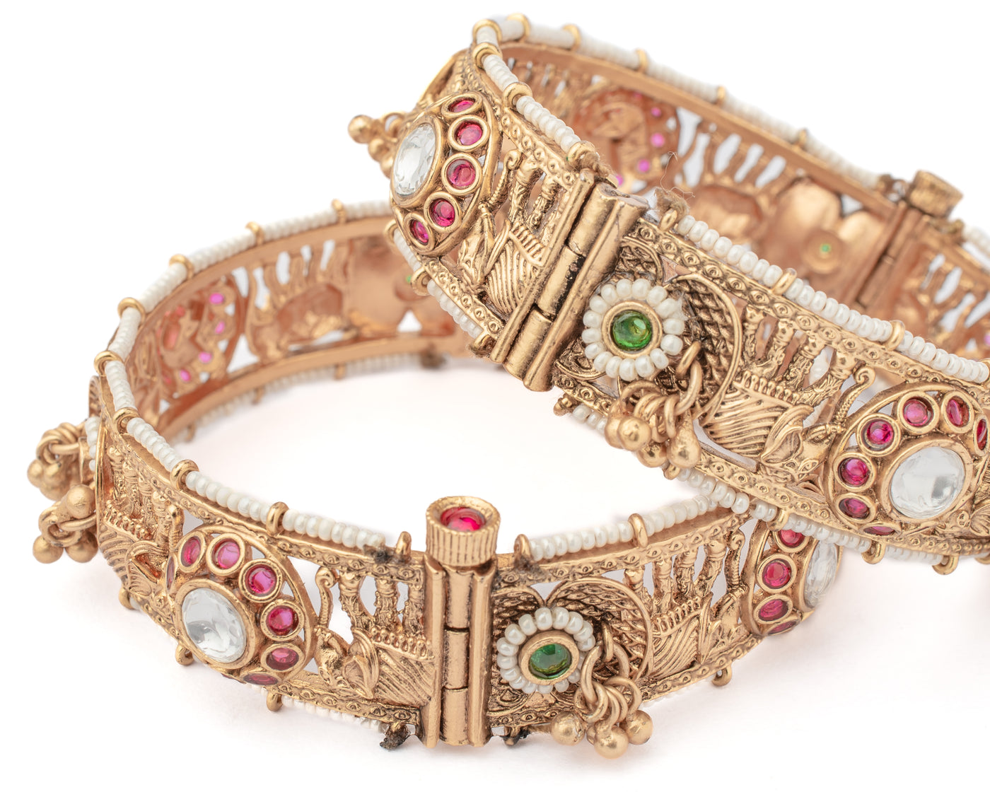 vivinia BY VIDHI MEHRA Ismarrah 2.0 Gold Plated Beads/Synthetic Stone Bangles ( Set of 2 ) - VB753