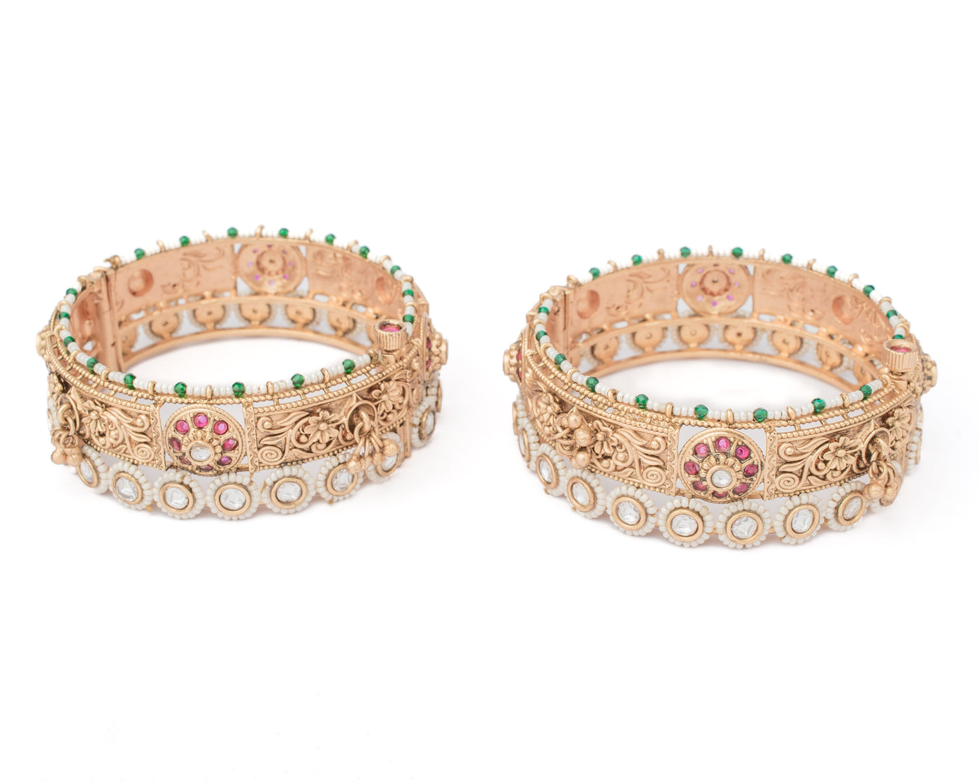 vivinia BY VIDHI MEHRA Ismarrah 2.0 Gold Plated Temple Bangles ( Set of 2 ) - VB756