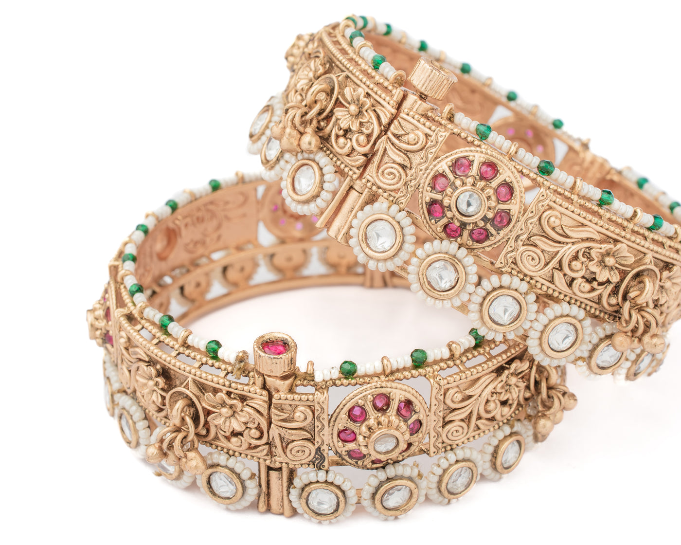 vivinia BY VIDHI MEHRA Ismarrah 2.0 Gold Plated Temple Bangles ( Set of 2 ) - VB756