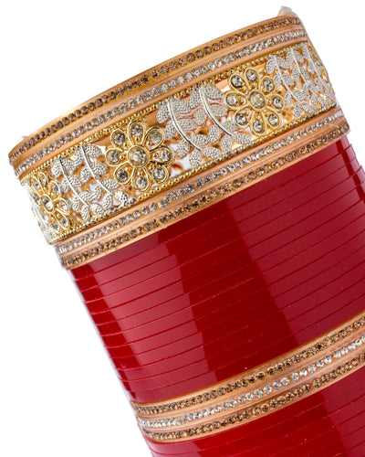 Vivinia By Vidhi Mehra Gold Plated Red Womens Pair of Chuda Set - VCH001