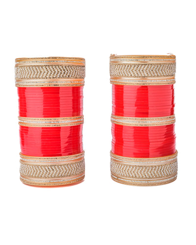 Vivinia By Vidhi Mehra Gold Plated Red Womens Pair of Chuda Set - VCH002