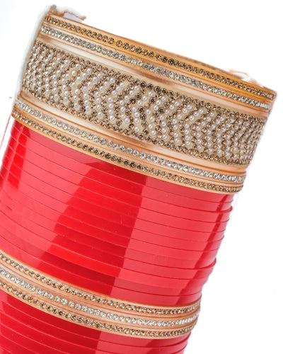 Vivinia By Vidhi Mehra Gold Plated Red Womens Pair of Chuda Set - VCH002
