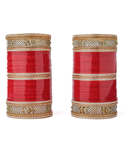 Vivinia By Vidhi Mehra Gold Plated Red Womens Pair of Chuda Set - VCH006