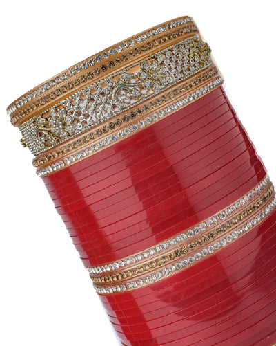 Vivinia By Vidhi Mehra Gold Plated Red Womens Pair of Chuda Set - VCH006