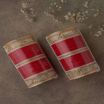Vivinia By Vidhi Mehra Gold Plated Red Womens Pair of Chuda Set - VCH006